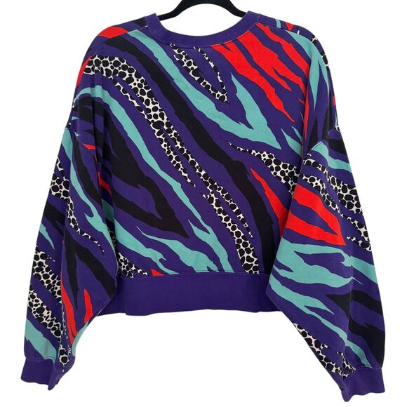 Nike Sportswear Airloom LS Fleece Cropped Sweatshirt MEDIUM Over Size Purple Red - Picture 4 of 9